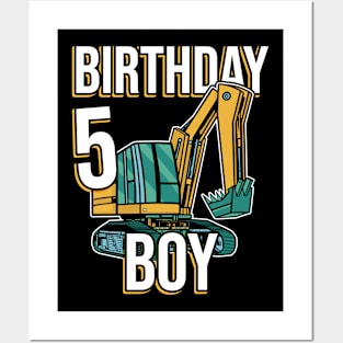 Excavator Birthday Posters and Art